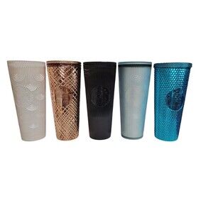 Lot of 5 Starbucks 24 Oz Tumblers No Straws 2024 2023 2022 Mermaid Holiday